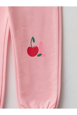 LC WAİKİKİ  baby Pembe Beli Lastikli Baskılı Kız Bebek Jogger Eşofman Alt