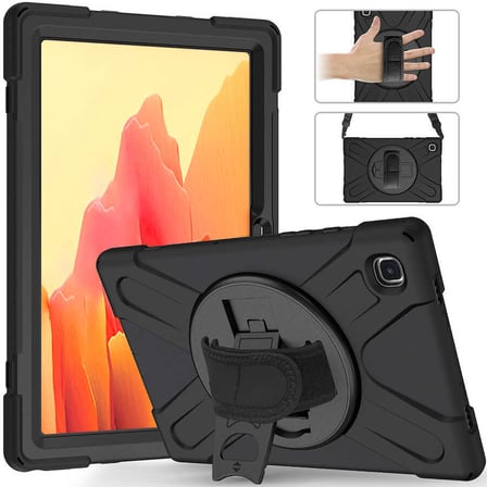 Fuchsia Galaxy Tab A7 Lite 8.7 T220 Uyumlu Defender Zırh Tablet Kılıfı Askılı 360° Dönebilir Standlı Tam Koruma