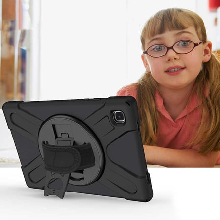 Fuchsia Galaxy Tab A7 Lite 8.7 T220 Uyumlu Defender Zırh Tablet Kılıfı Askılı 360° Dönebilir Standlı Tam Koruma
