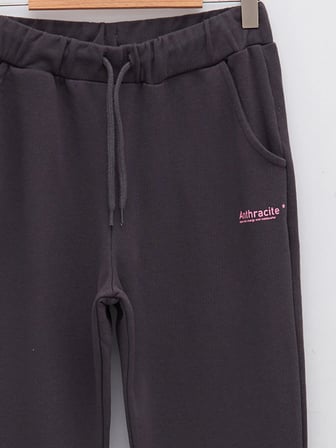 LCW Kids Antrasit Beli Lastikli Baskılı Kız Çocuk Jogger Eşofman Altı