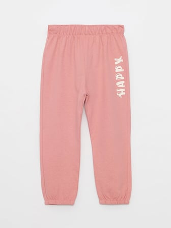 LCW baby Pembe Beli Lastikli Baskılı Kız Bebek Eşofman Alt
