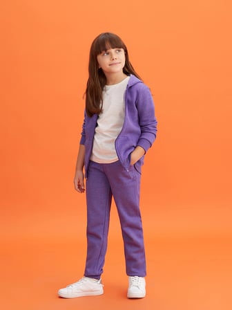 LCW Kids Mor Beli Lastikli Basic Kız Çocuk Jogger Eşofman Altı
