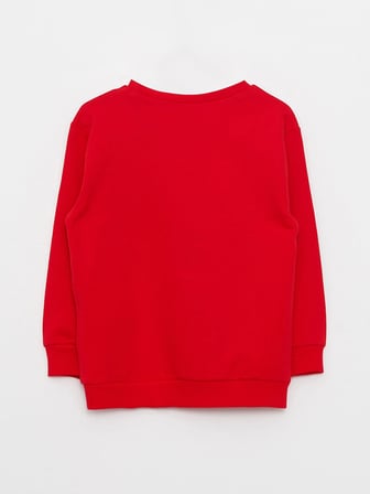 LCW baby Kırmızı Bisiklet Yaka Uzun Kollu Baskılı Erkek Bebek Sweatshirt
