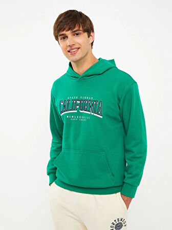 XSIDE Yeşil Uzun Kollu Baskılı Erkek Hoodie