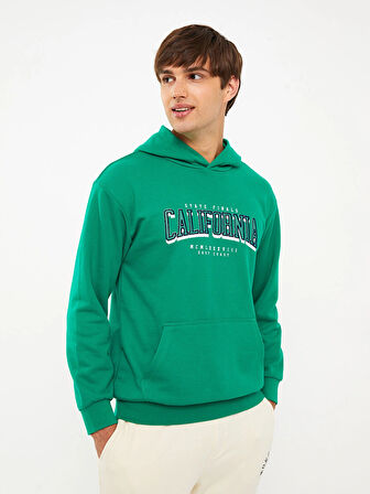 XSIDE Yeşil Uzun Kollu Baskılı Erkek Hoodie