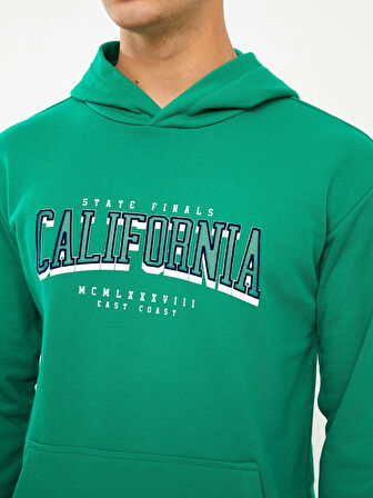 XSIDE Yeşil Uzun Kollu Baskılı Erkek Hoodie