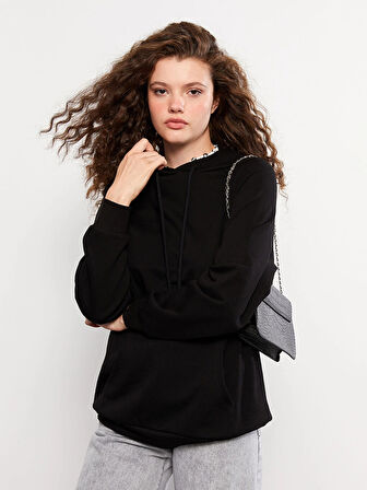 LCW Vision Siyah Kadın Kalın Hoodie