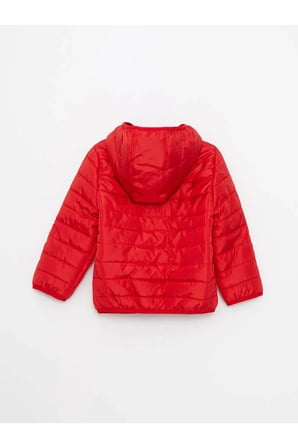 LCW baby Kırmızı Kapüşonlu Uzun Kollu Basic Erkek Bebek Mont