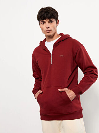 LCW Casual Kırmızı Uzun Kollu Baskılı Erkek Kalın Hoodie