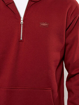 LCW Casual Kırmızı Uzun Kollu Baskılı Erkek Kalın Hoodie