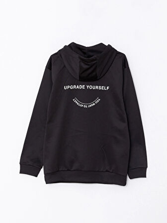 LCW Casual SİYAH Uzun Kollu Baskılı Erkek Hoodie