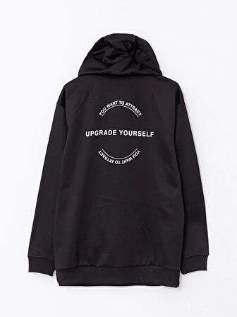 LCW Casual SİYAH Uzun Kollu Baskılı Erkek Hoodie