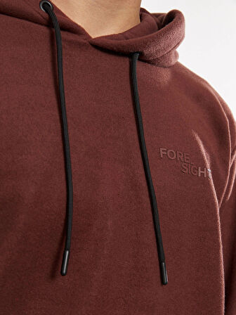 LCW Casual KAHVERENGİ Uzun Kollu Baskılı Erkek Kalın Hoodie