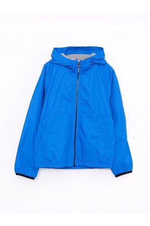 LCW Kids Mavi Kapüşonlu Basic Erkek Çocuk Yağmurluk