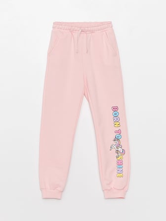 LCW Kids Pembe Beli Lastikli Baskılı Kız Çocuk Jogger Eşofman Altı