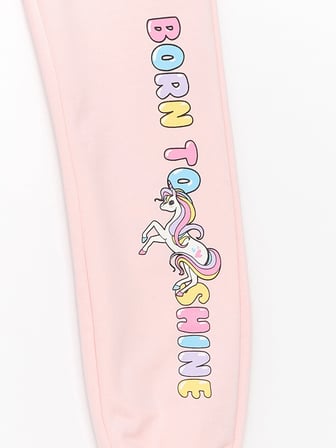 LCW Kids Pembe Beli Lastikli Baskılı Kız Çocuk Jogger Eşofman Altı