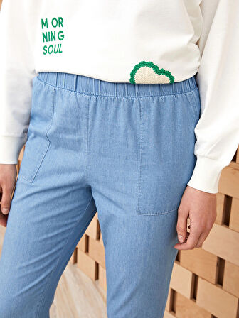 LCW Modest İNDİGO Kadın Slouchy Düz Jean Pantolon