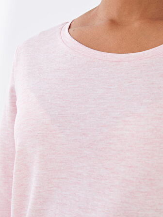 LCW DREAM Pembe Bisiklet Yaka Düz Uzun Kollu Kadın Pijama Takımı