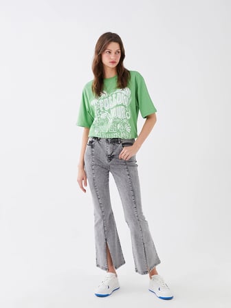 LCW Jeans SİYAH Yüksek Bel Mars Flare Kadın Jean Pantolon