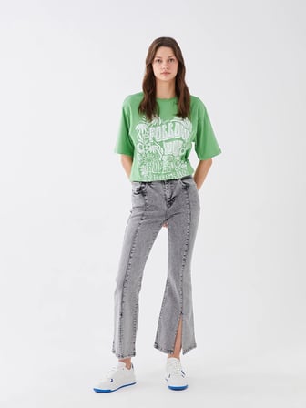 LCW Jeans SİYAH Yüksek Bel Mars Flare Kadın Jean Pantolon