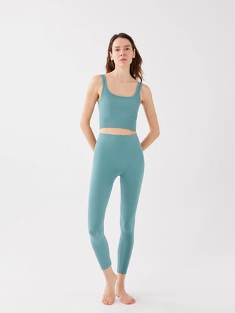 XSIDE ACTIVE Yeşil Beli Lastikli Düz Dikişsiz Kadın Tayt