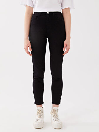 LCW Jeans SİYAH Yüksek Bel Slim Fit Kadın Jean Pantolon