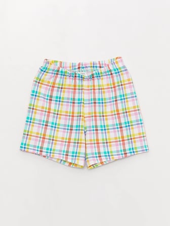 LCW Kids Siyah Bisiklet Yaka Baskılı Kısa Kollu Kız Çocuk Şortlu Pijama Takımı