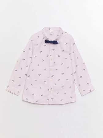 LCW baby Pembe Baskılı Erkek Bebek Gömlek ve Papyon 2'li