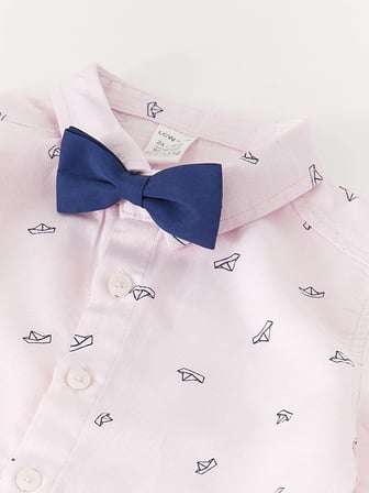 LCW baby Pembe Baskılı Erkek Bebek Gömlek ve Papyon 2'li