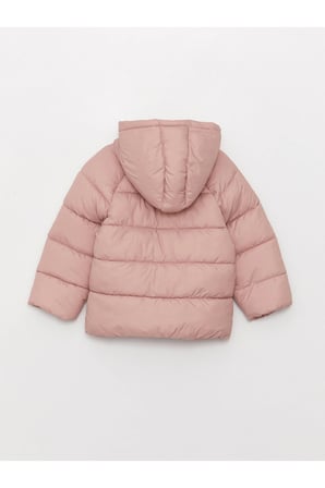 Kapüşonlu Uzun Kollu Basic Kız Bebek Fermuarlı Şişme Mont