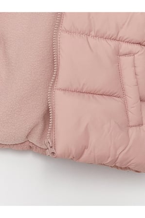 Kapüşonlu Uzun Kollu Basic Kız Bebek Fermuarlı Şişme Mont