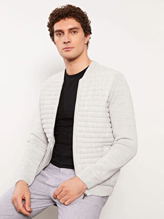 LCWAIKIKI Classic GRİ Standart Kalıp Kolej Yaka Erkek Triko Mont