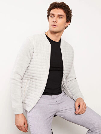 LCWAIKIKI Classic GRİ Standart Kalıp Kolej Yaka Erkek Triko Mont