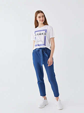 LCW Jeans İNDİGO Beli Lastikli Paperbag Kadın Jean Pantolon