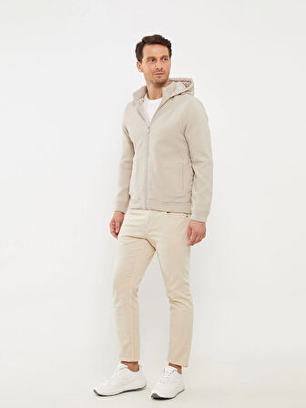 LCW Vision BEJ Slim Fit Kapüşonlu Erkek Triko Mont
