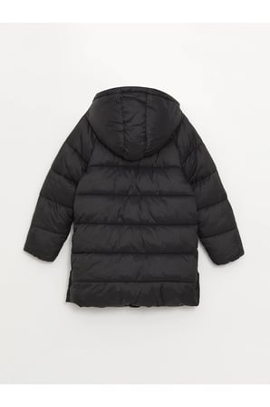LCW Kids Siyah Kapüşonlu Kız Çocuk Şişme Mont