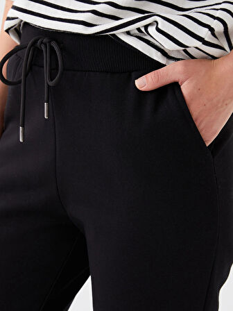 LCWAIKIKI Basic Siyah Kadın Beli Lastikli Düz Eşofman Altı