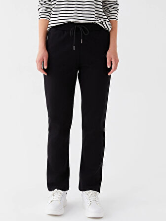 LCWAIKIKI Basic Siyah Kadın Beli Lastikli Düz Eşofman Altı