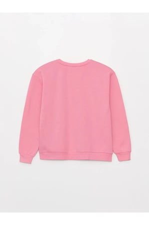 LCW Kids Bisiklet Yaka Baskılı Uzun Kollu Kız Çocuk Sweatshirt