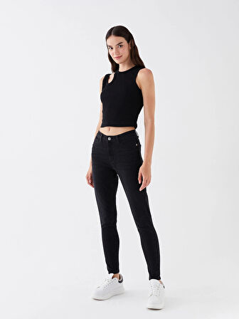 LCW Jeans SİYAH Normal Bel Mercury Skinny Fit Kadın Jean Pantolon