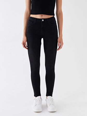 LCW Jeans SİYAH Normal Bel Mercury Skinny Fit Kadın Jean Pantolon