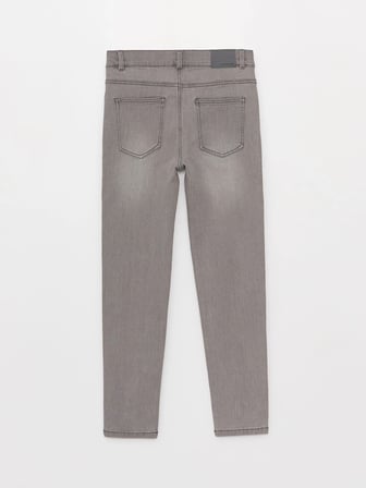 LCW Kids GRİ Beli Ayarlanabilir Lastikli Erkek Çocuk Jean Pantolon
