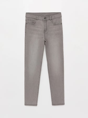 LCW Kids GRİ Beli Ayarlanabilir Lastikli Erkek Çocuk Jean Pantolon