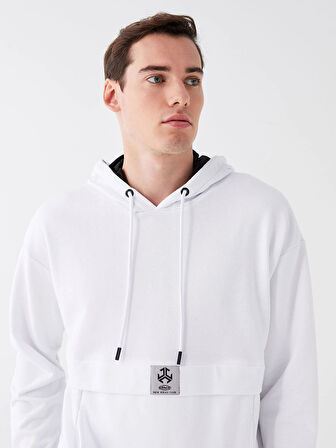 XSIDE Beyaz Uzun Kollu Baskılı Erkek Hoodie