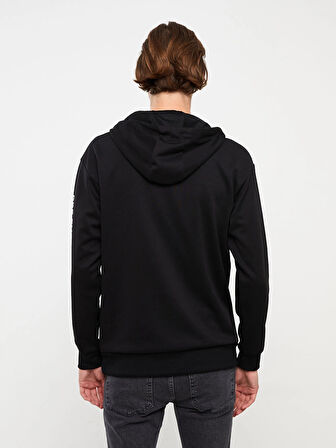LCW Casual Siyah Uzun Kollu Baskılı Erkek Hoodie