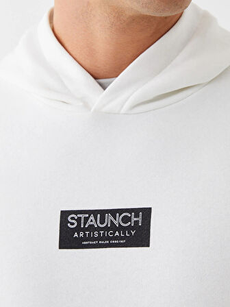 XSIDE Ekru Uzun Kollu Baskılı Erkek Hoodie