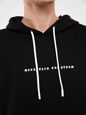 XSIDE Siyah Uzun Kollu Baskılı Erkek Hoodie