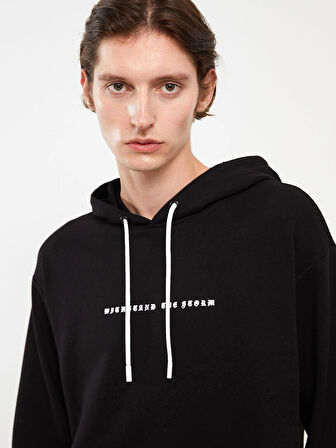 XSIDE Siyah Uzun Kollu Baskılı Erkek Hoodie