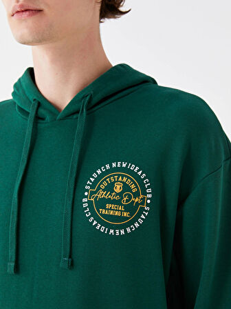 XSIDE Yeşil Uzun Kollu Baskılı Erkek Hoodie