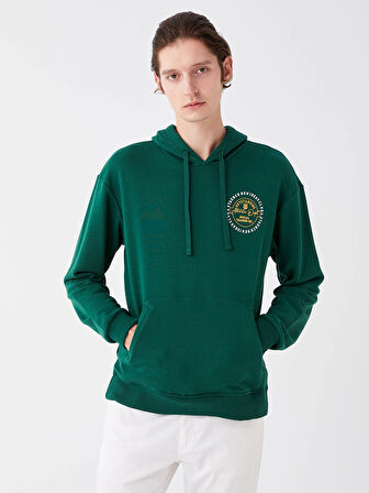 XSIDE Yeşil Uzun Kollu Baskılı Erkek Hoodie